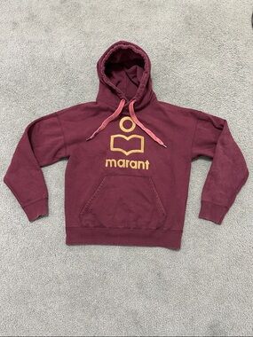 ISABEL MARANT ÉTOILE Mansel Hoodie flocked hoodie burgundy size 36